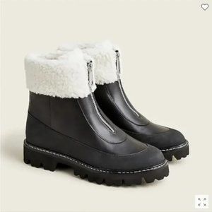 Jcrew Gwen Lug Sole Front Zip Boots with Sherpa Lining